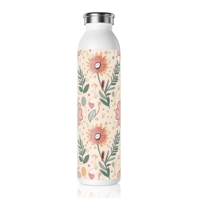 Stylish Pink Floral Slim Water Bottle for Everyday Fun