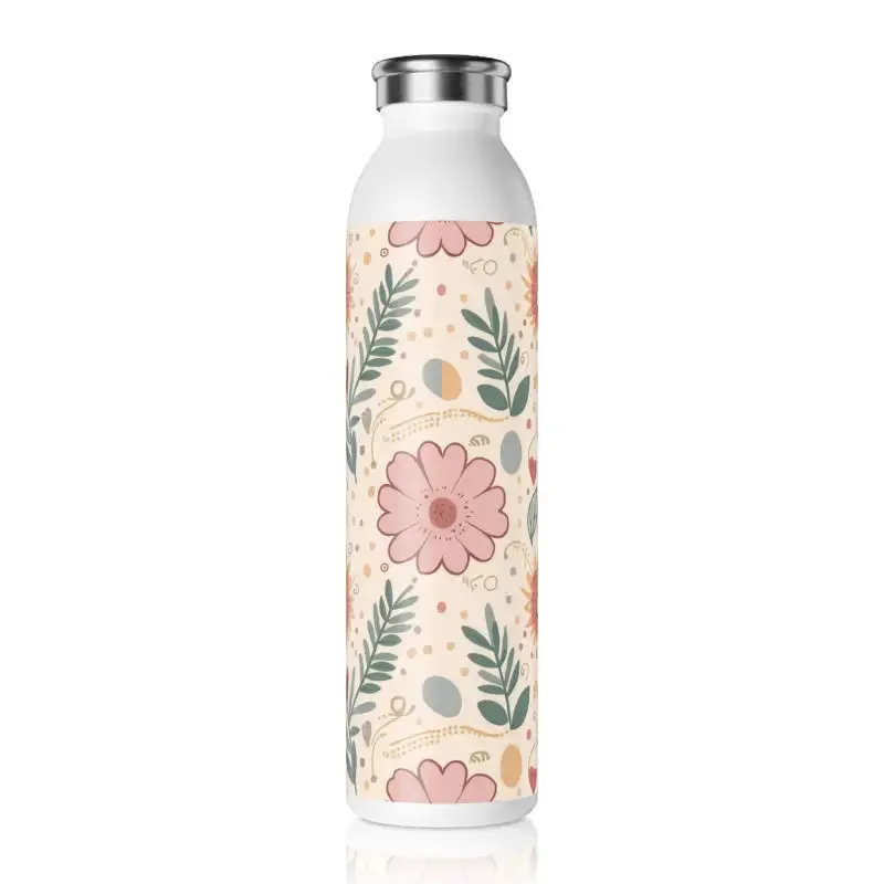 Stylish Pink Floral Slim Water Bottle for Everyday Fun