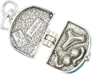 Suitcase Luggage Travel Bag Opens Movable 3D 925 Solid Sterling Silver Charm Handcrafted, universal fit, vibrant enamel, secure design, artisan quality TREISM02326