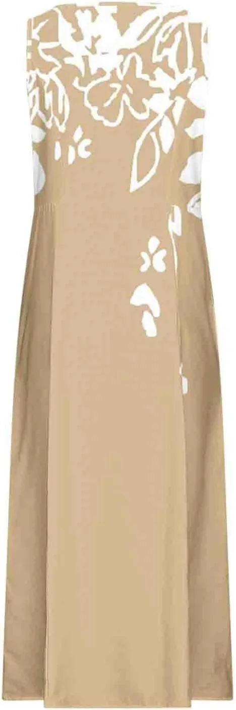 Summer Dresses for Womens Cotton Linen Sleeveless Maxi Dresses Casual Sun Dress Comfy Summer Beach Outfits with Pocket