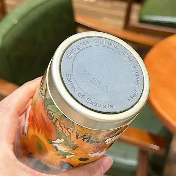 Summer Garden Stainless Steel Coffee Cup - Large Capacity Thermos