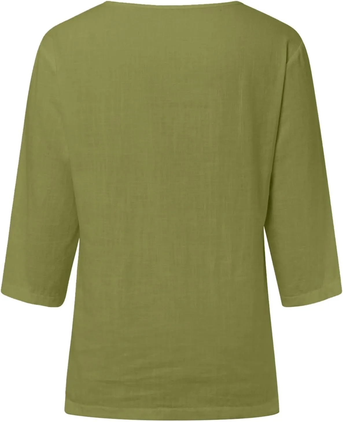 Summer Tops for Women 2025 Trendy 3/4 Sleeve Cotton Linen Shirts Loose Casual Button Henley V Neck Tunic Blouses