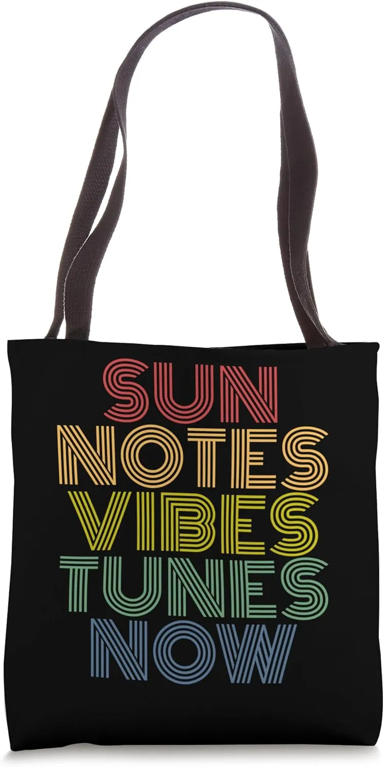 Sun Notes Vibes Tunes Now Retro Summer Tote Bag