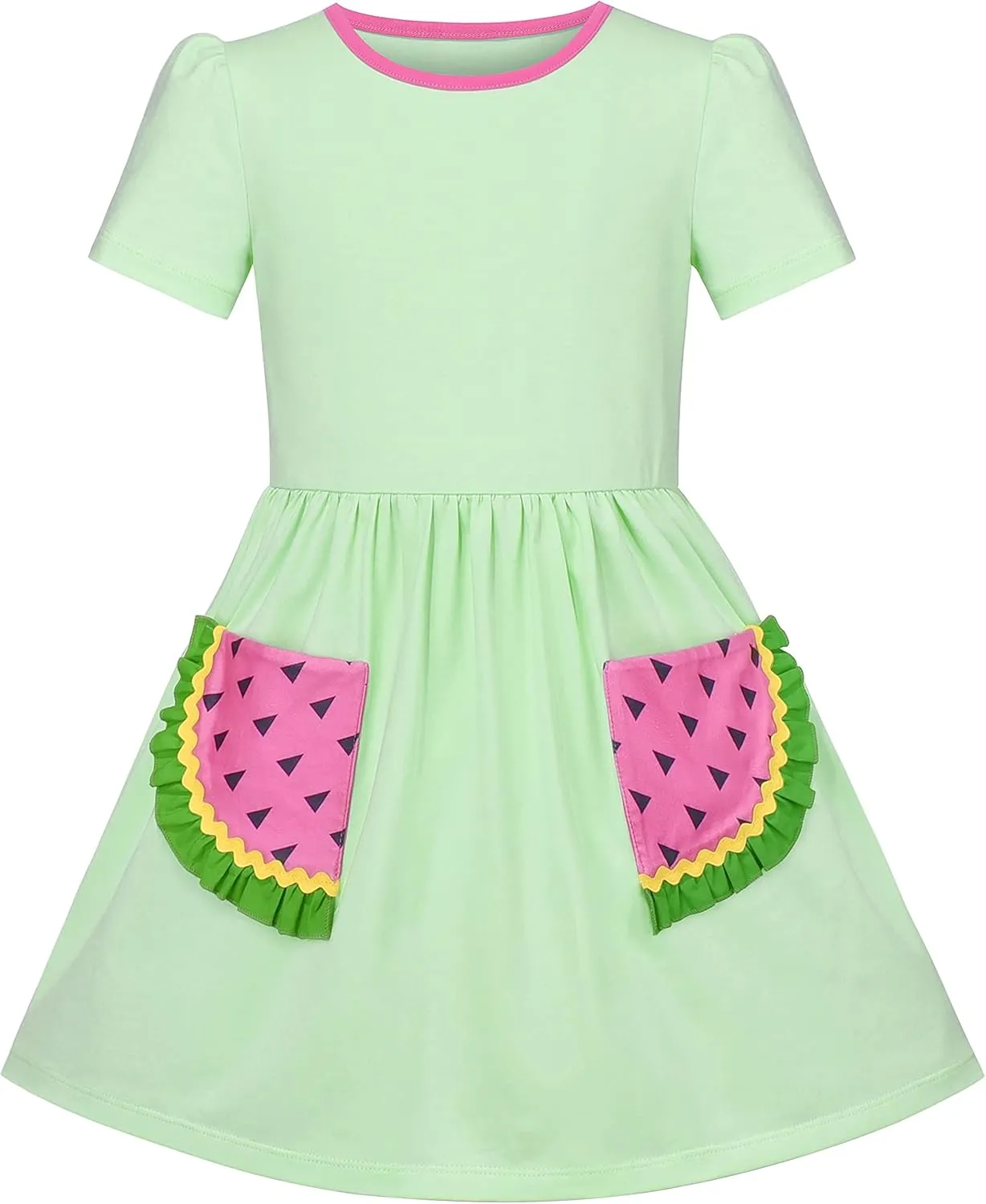 Sunny Fashion Girls Dress Colorful Striped Knitted Cotton Stretch School