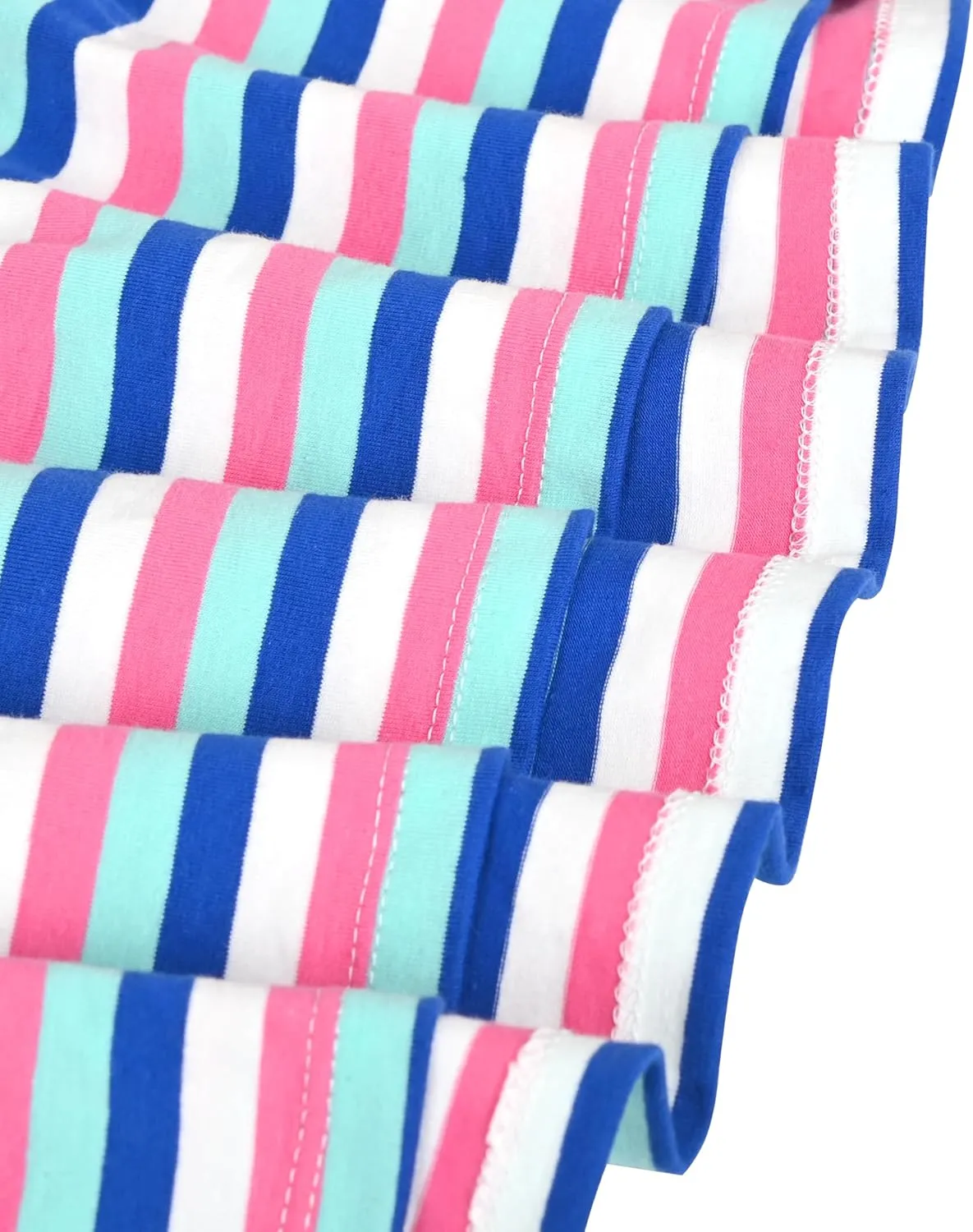 Sunny Fashion Girls Dress Colorful Striped Knitted Cotton Stretch School
