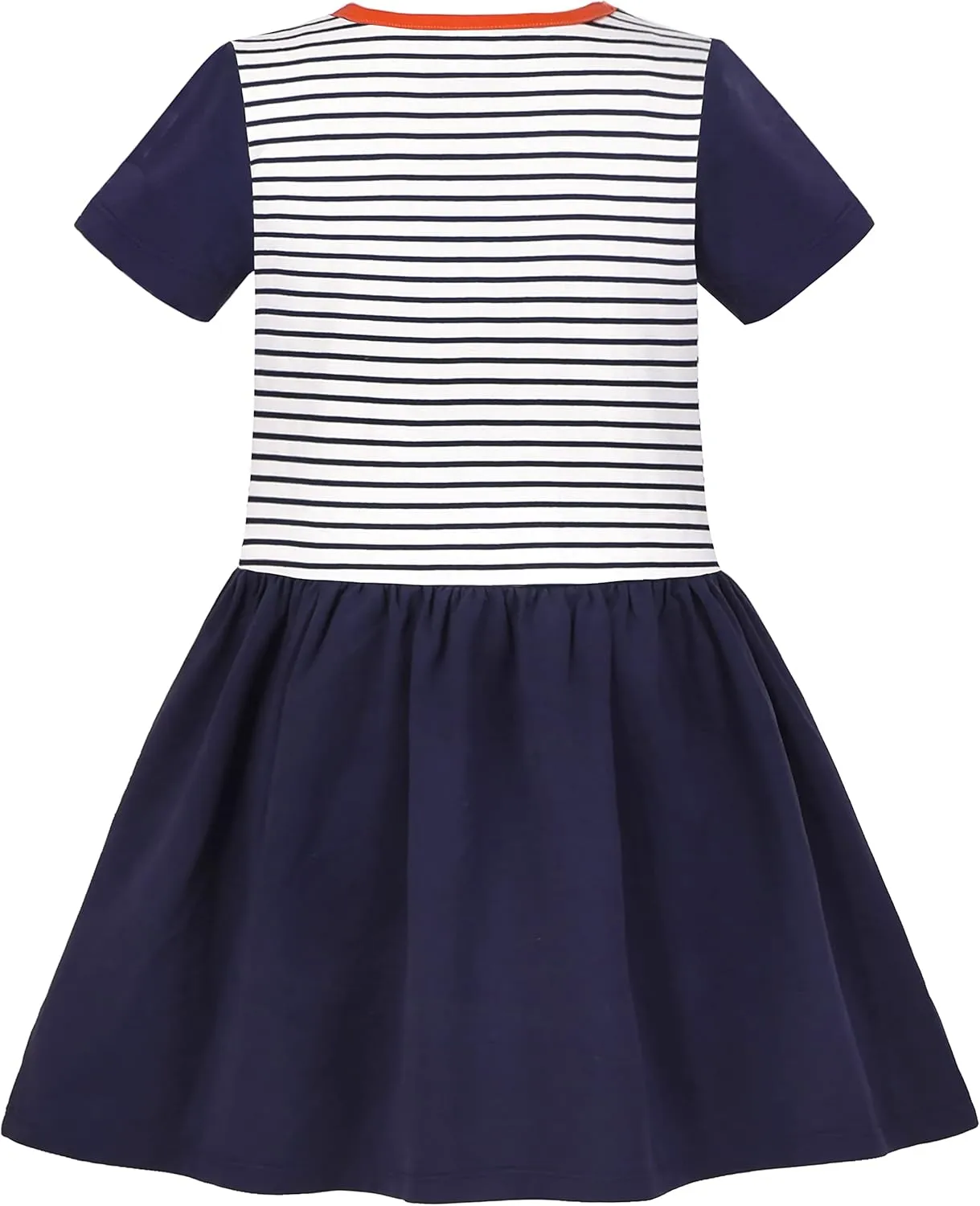Sunny Fashion Girls Dress Colorful Striped Knitted Cotton Stretch School