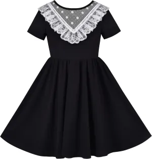 Sunny Fashion Girls Dress Colorful Striped Knitted Cotton Stretch School