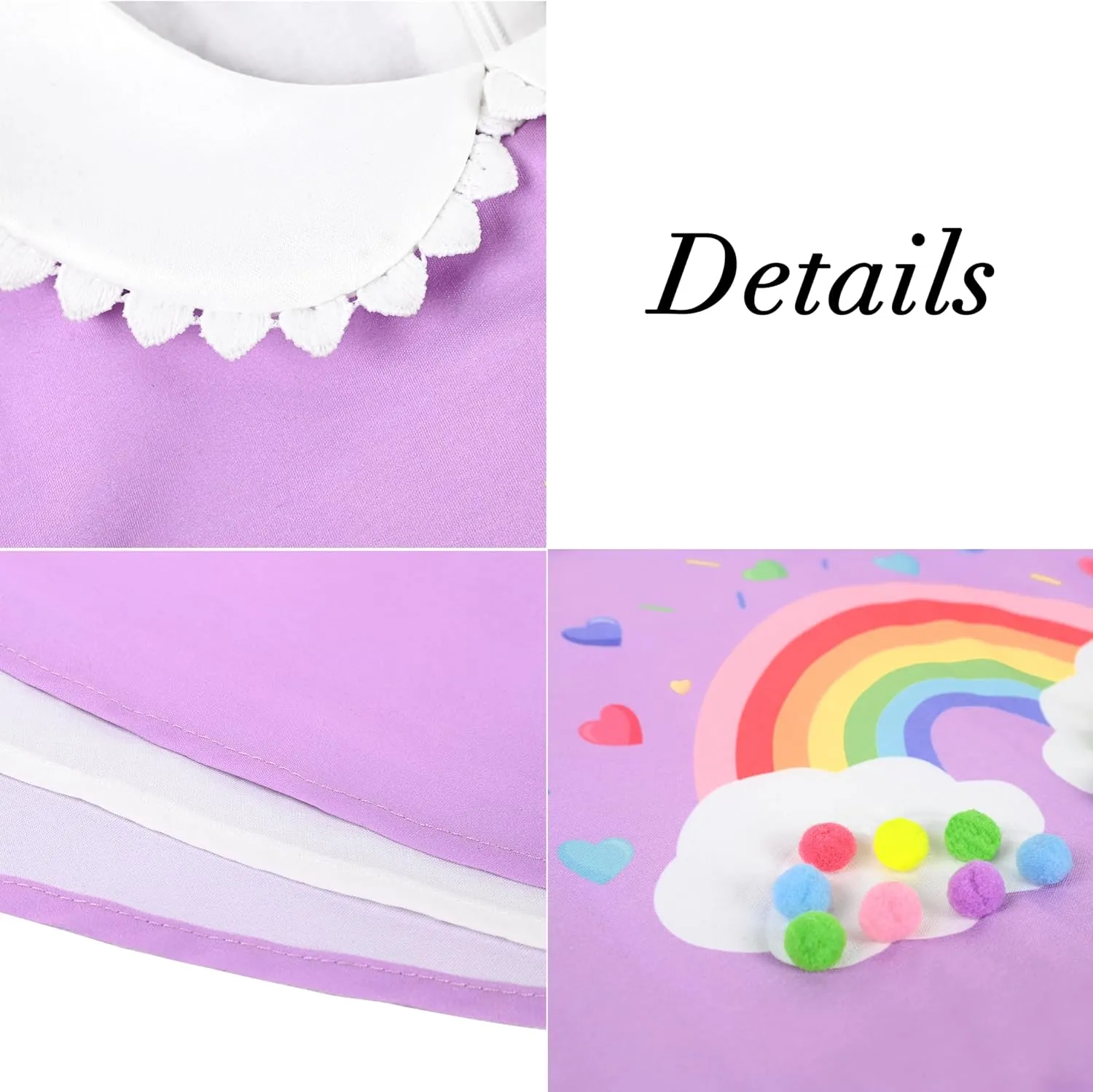 Sunny Fashion Girls Dress Purple Rainbow White Collar Casual Birthday Size 5-10