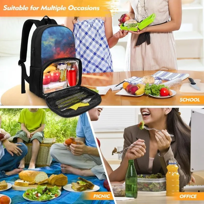 Sunrise SeaScape Oil Painting Backpack and Lunch Bag Kids School Sunup Hand Drawing Bag Pack for Teens Students Boys Girls School Sport Travel