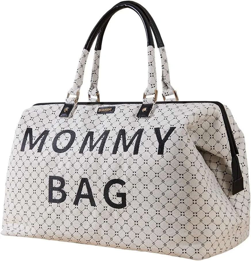 SUNVENO Duffle Bag Women Travel Bag Mommy Bag Weekender Bags for Women Large Capacity Diaper Bag, White