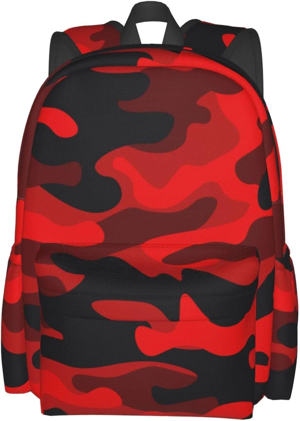 SUPLUCHOM School Backpack Military Camouflake Camo Red Black Casual Daypack Men Women Polyester Laptop Bag with Side Pockets Bookbag for Travel Hiking Work Student Over 3 Years Old Kids