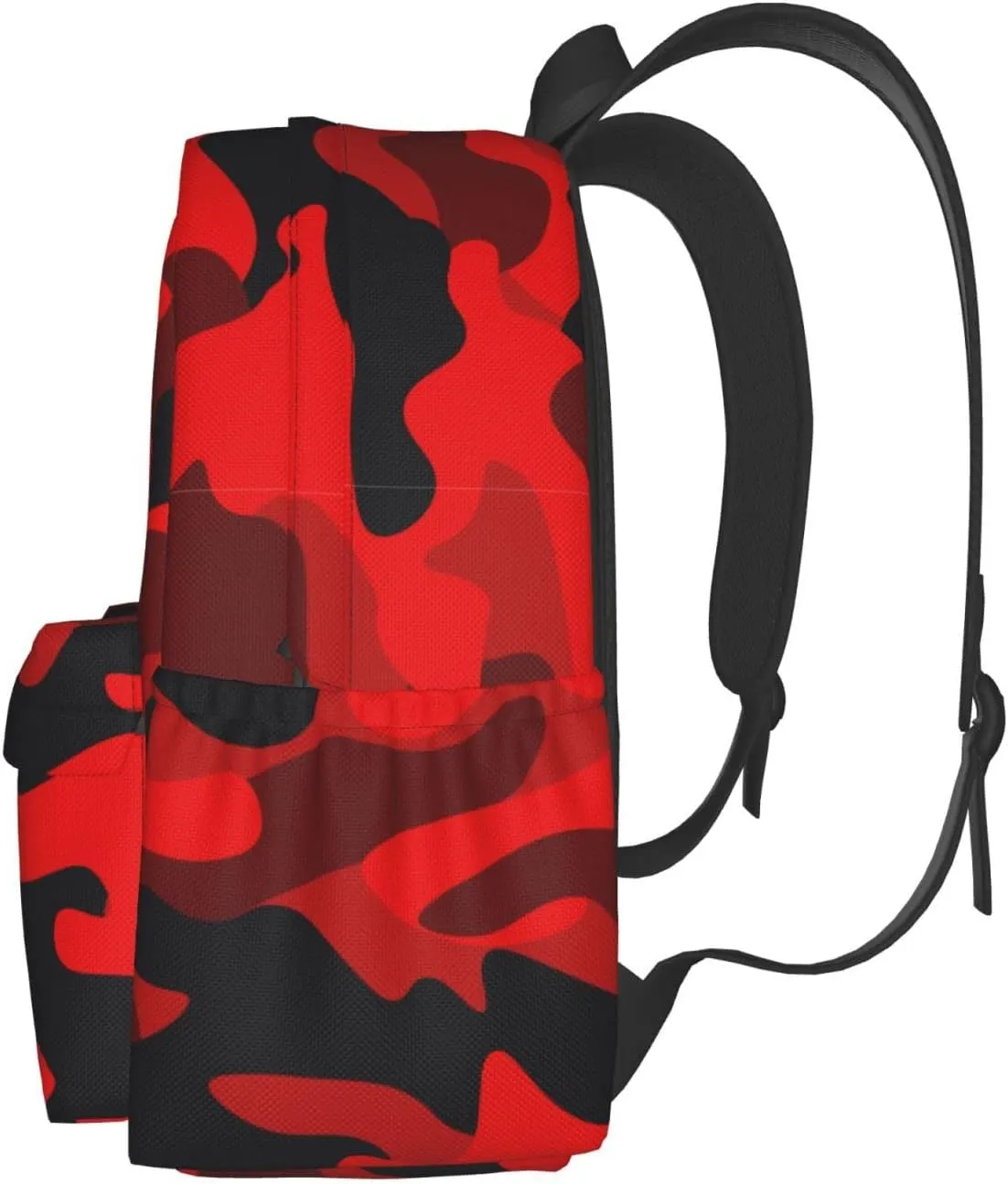 SUPLUCHOM School Backpack Military Camouflake Camo Red Black Casual Daypack Men Women Polyester Laptop Bag with Side Pockets Bookbag for Travel Hiking Work Student Over 3 Years Old Kids