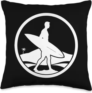 Surfer Logo Wave Riding Surfing Trip Throw Pillow