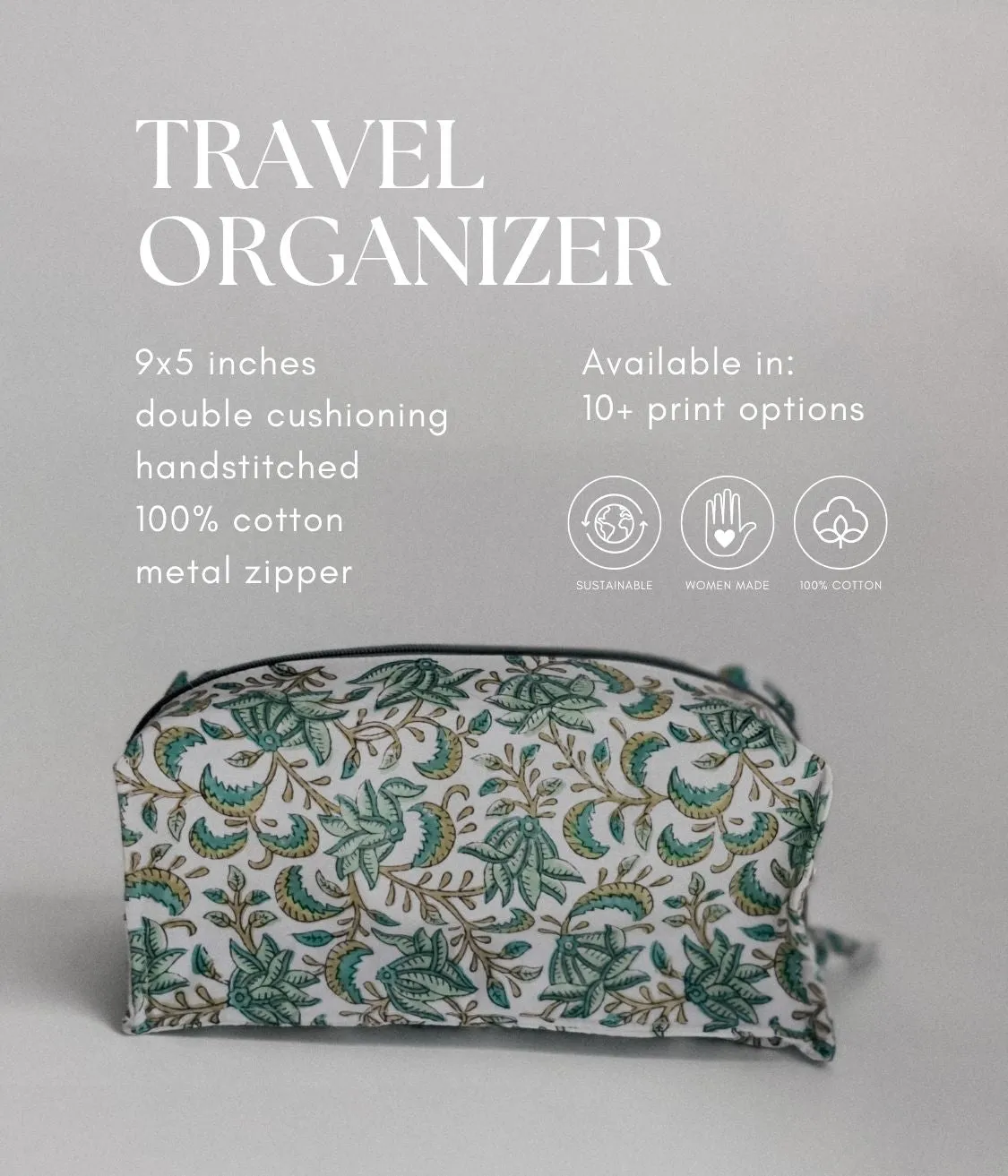 Sustainable 100% Cotton Premium Travel Organizer/Pouch by Ekatra