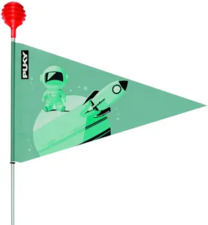 SW3 Children's Bicycle Safety Flag | Foldable Bicycle Flag with Red Impact Protection and Colorful Flag | High Visibility on the Road | Green