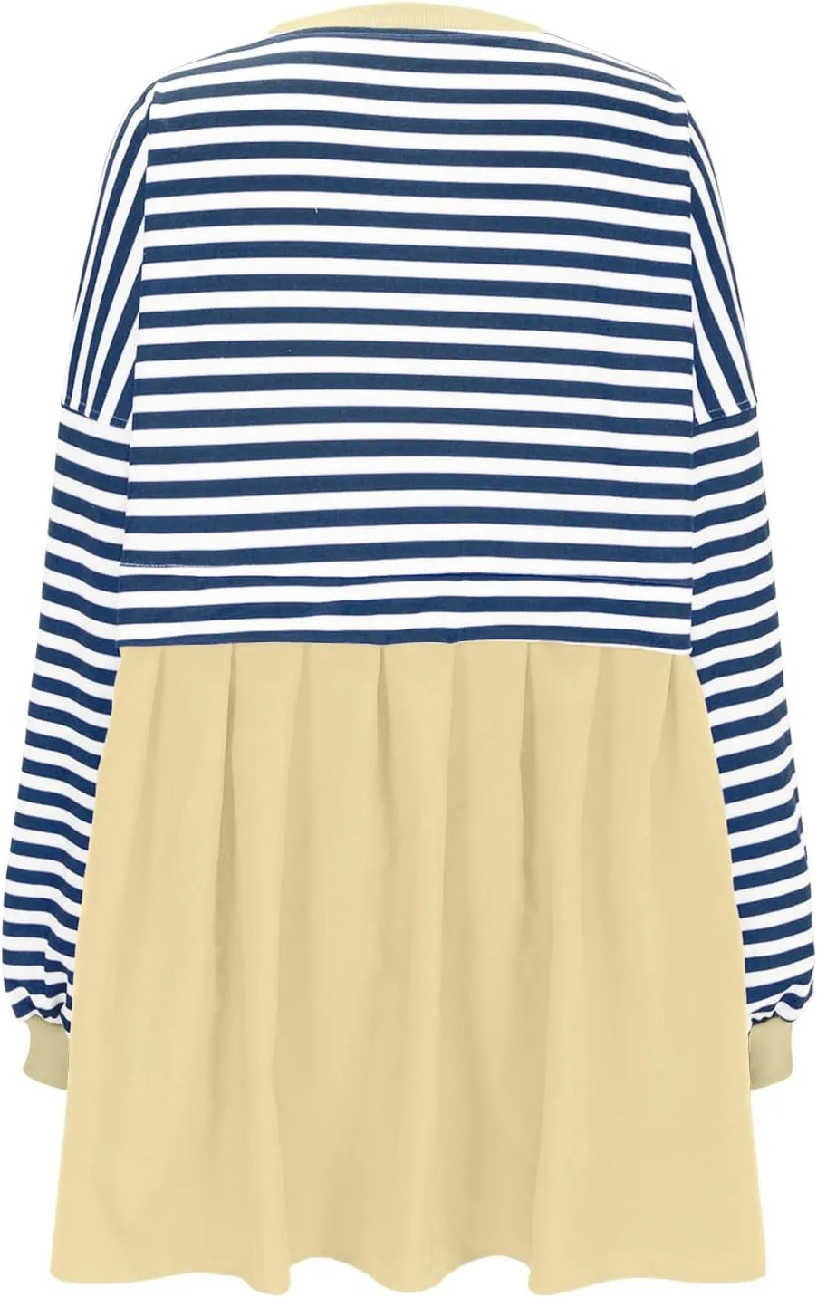 Sweatshirt Dresses for Women Striped Long Sleeve Pleated Patchwork Tops Dress Plus Size Mini Sweater Dress Fall 2024