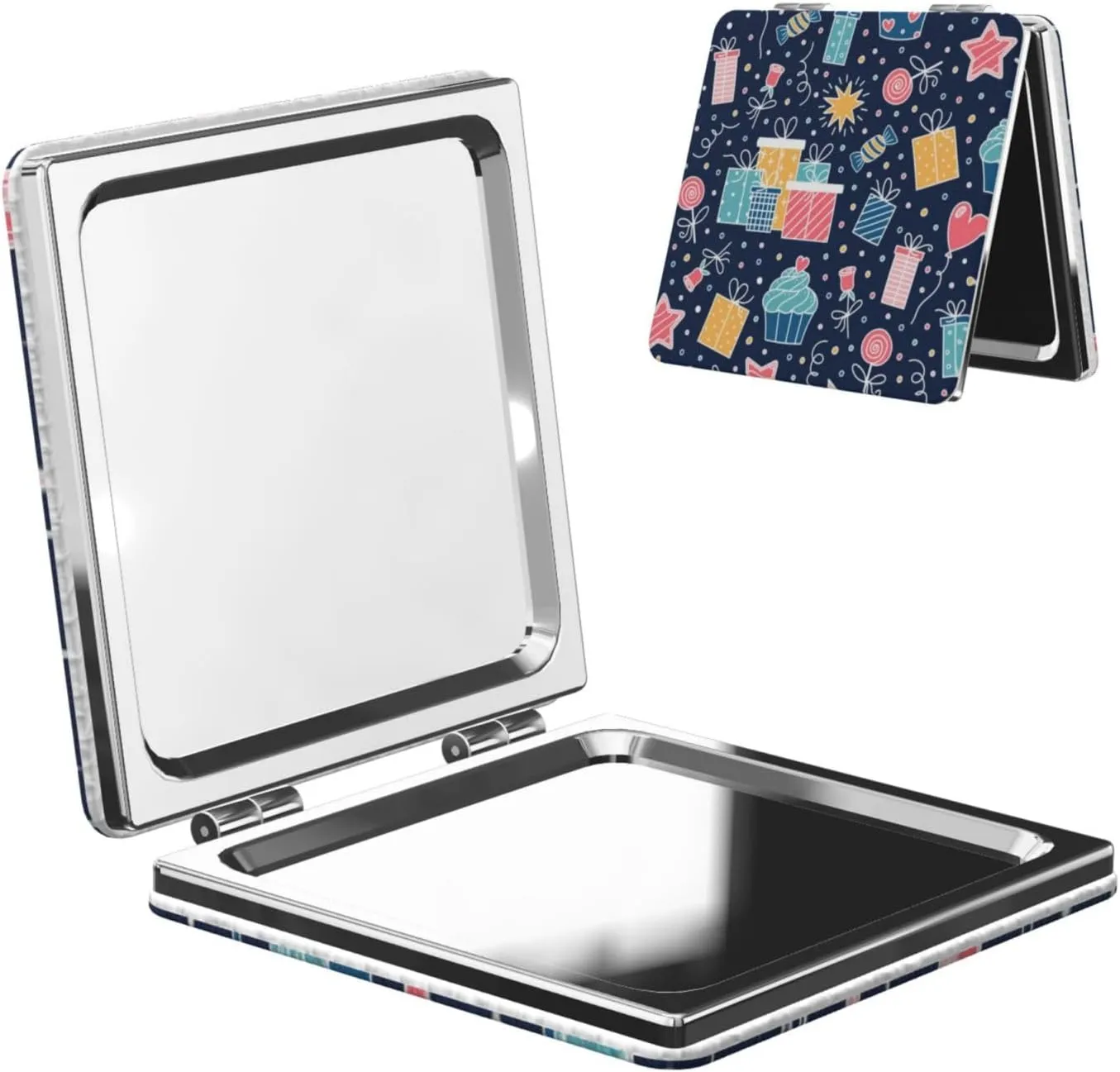 Sweets Balloons and Hearts Women Small Makeup Mirror Portable Pocket Cosmetic Mirror for Travel