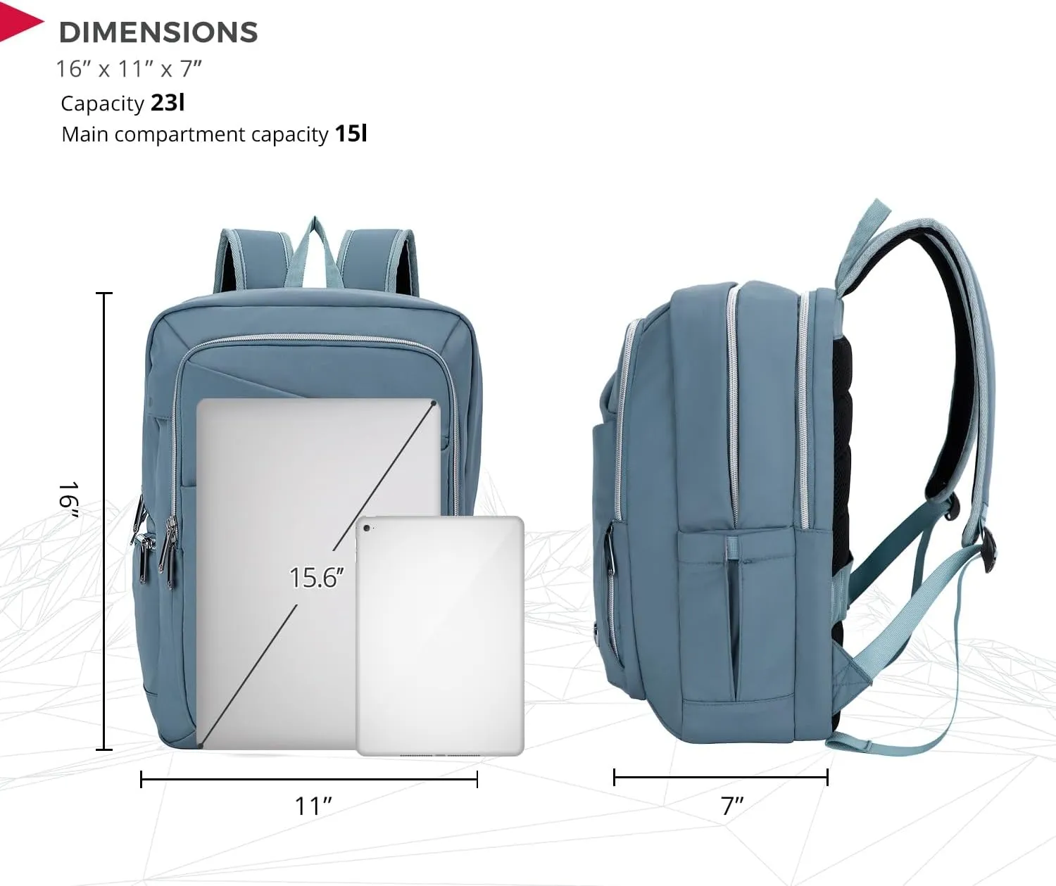 Swissdigital Design Women's Backpack for Work/Travel/Leisure with USB Charging Port, Water Bottle Holder, Separate Sunglass Pocket - Fits 15.6 inch Laptop,Blue | KATY ROSE