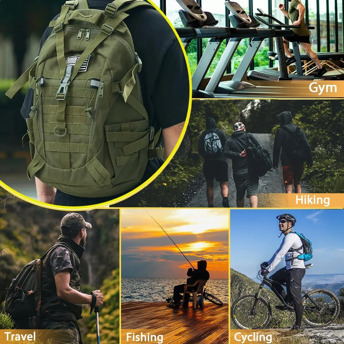Tactical Backpack Military Molle Bag Camping Trekking Fishing Gym Traveling Motorcycle Hiking Daypack