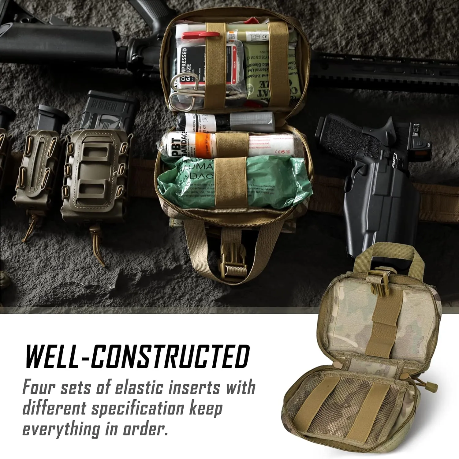 Tactical EMT Pouch, Rip Away Molle Medical Pouches IFAK Tear-Away First Aid Kit Emergency Survival Bag for Travel Outdoor Hiking