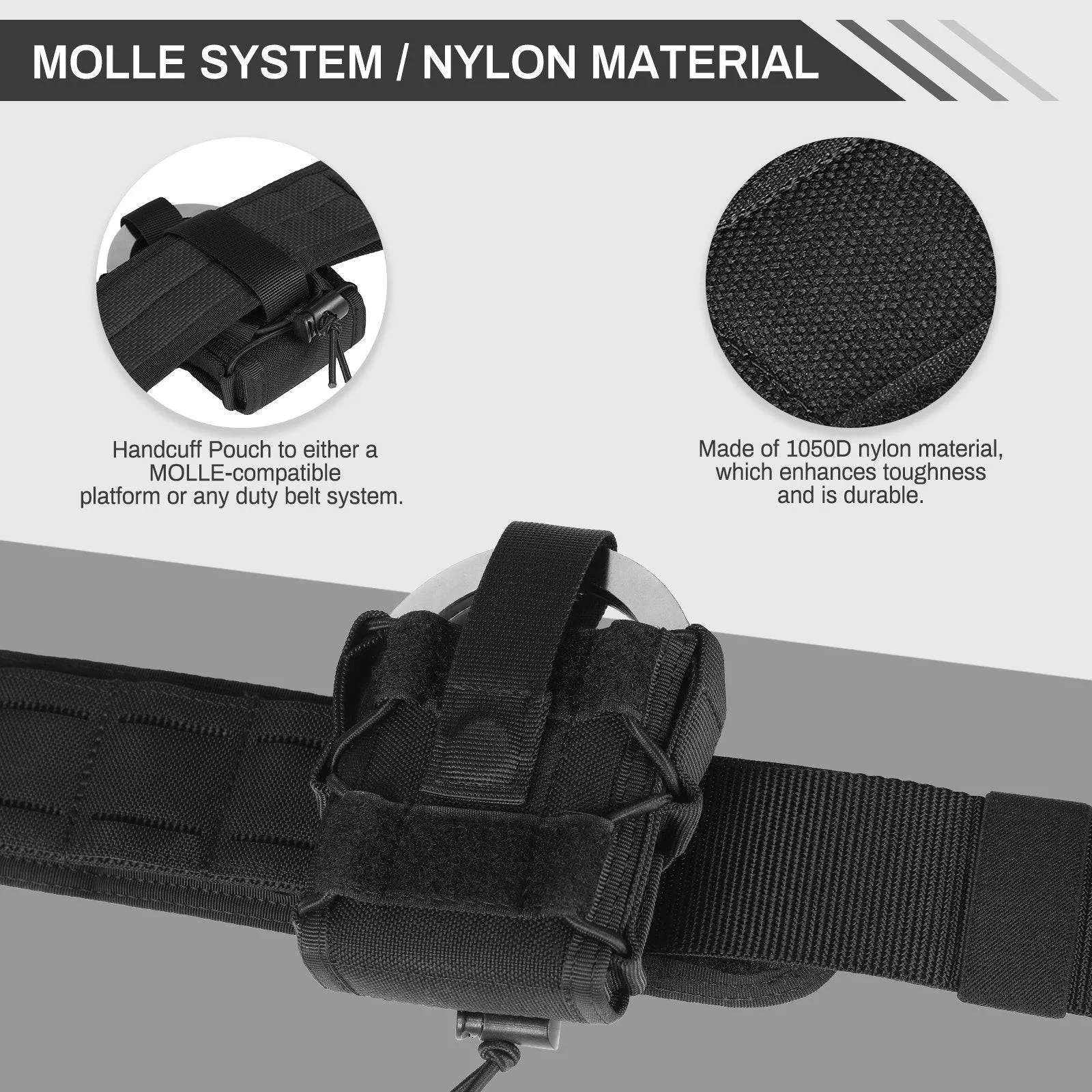 Tactical Open-Top MOLLE Handcuff Holster Pouch with Secure Fastening