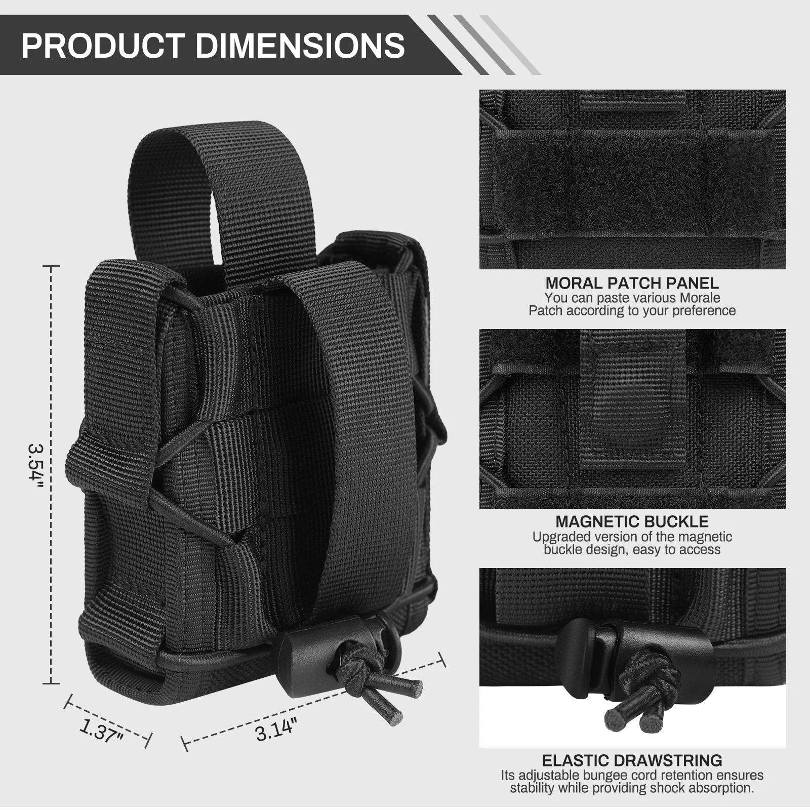 Tactical Open-Top MOLLE Handcuff Holster Pouch with Secure Fastening