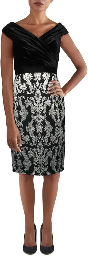 Tadashi Shoji Womens Velvet Cocktail Dress, Black, 4