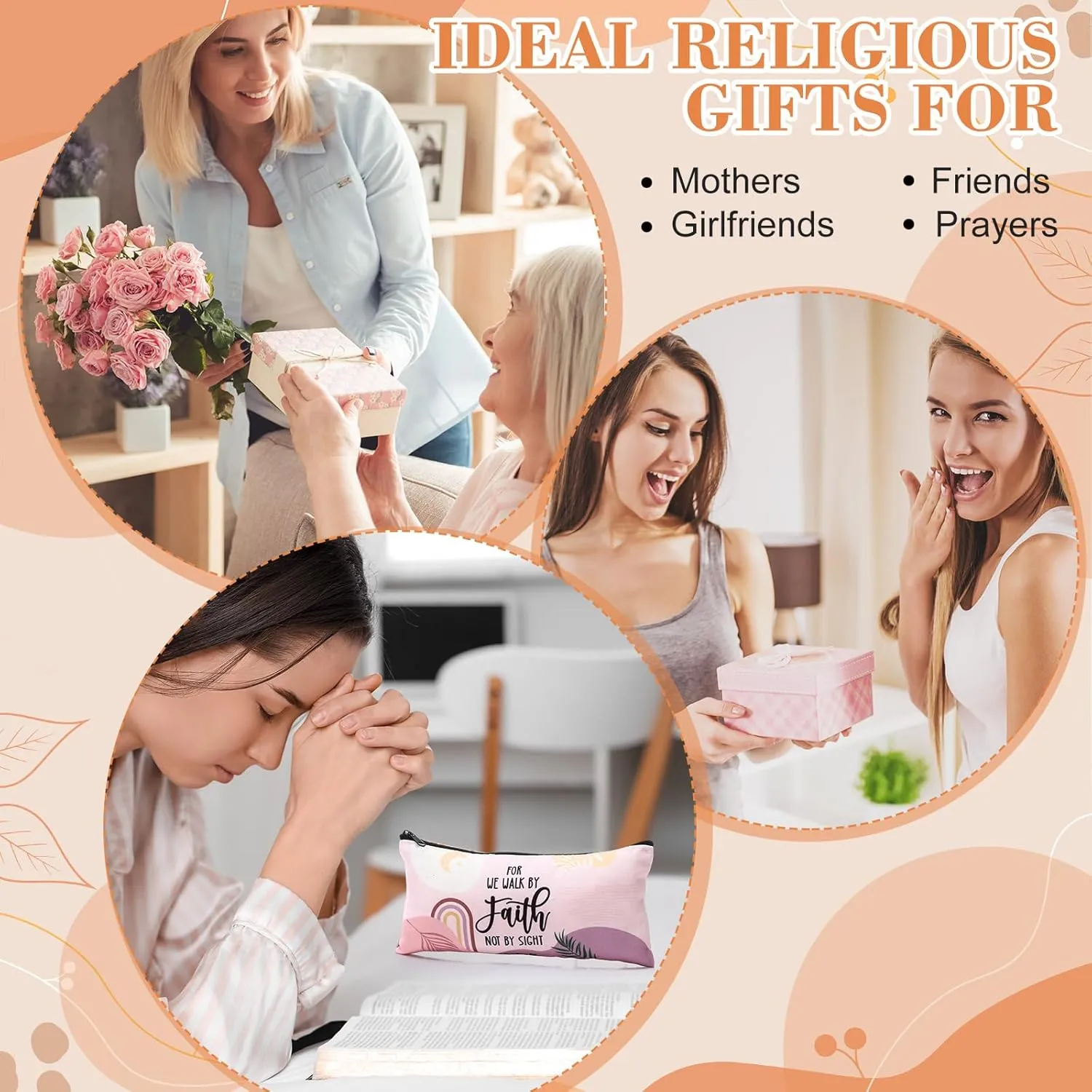 Talltalk 14 Pcs Christian Cosmetic Bags Bulk Christian Gift for Women Makeup Bags Inspirational Bible Verse Pencil Pouch for Graduation Mother's Day Travel Motivational Religious Favors(Boho)