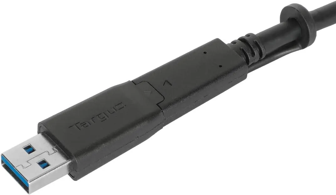 Targus USB-C Male to USB-C Male Cable with Screw and USB-A Tether, 1M Length for Secure and Reliable Connectivity, Compact Design for Travel (ACC1133GLX)