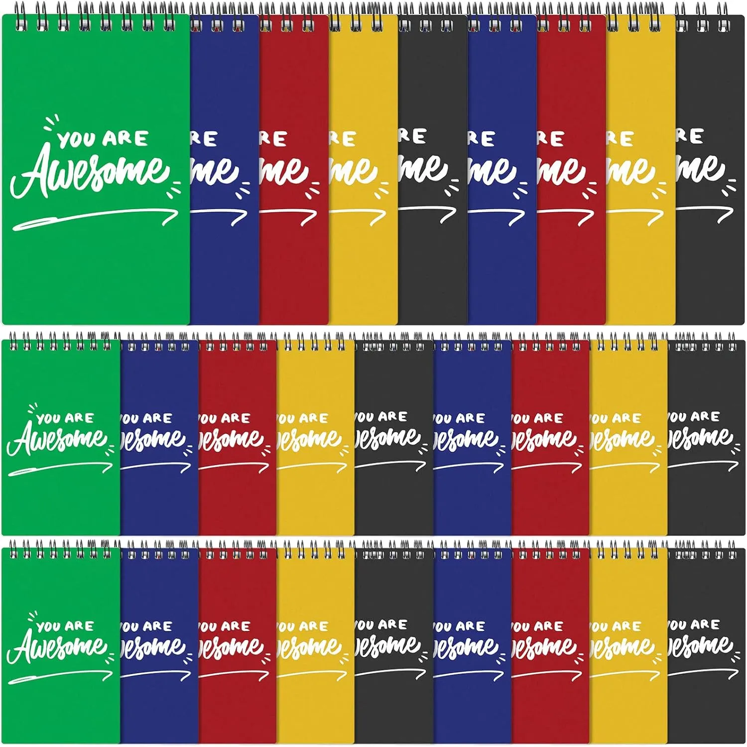 Tatuo 50 Pcs Inspirational Spiral Notepads Thank You Gift Mini Motivational Journal Small Pocket Notebooks Employee Appreciation Gift for Teacher Nurse School Office Coworker Team Graduation(Awesome)