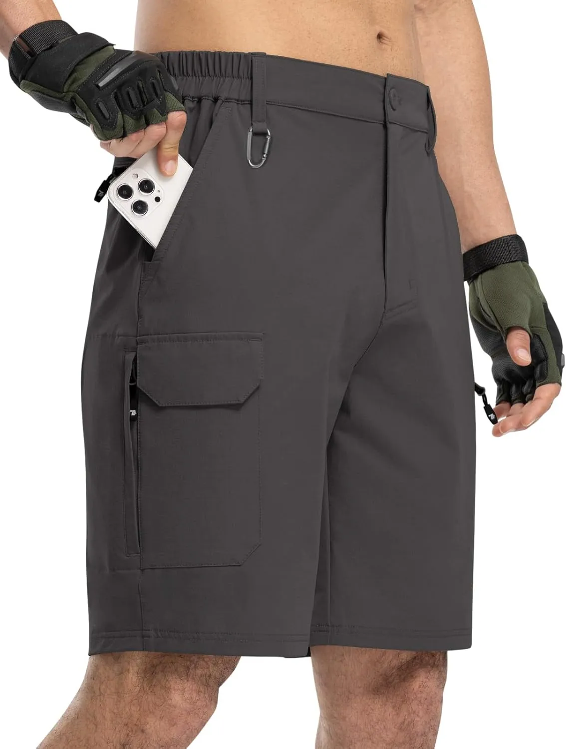 TBMPOY Men's Hiking Shorts Quick Dry 6 Cargo Pockets Water Resistants Stretch Shorts with Pockets