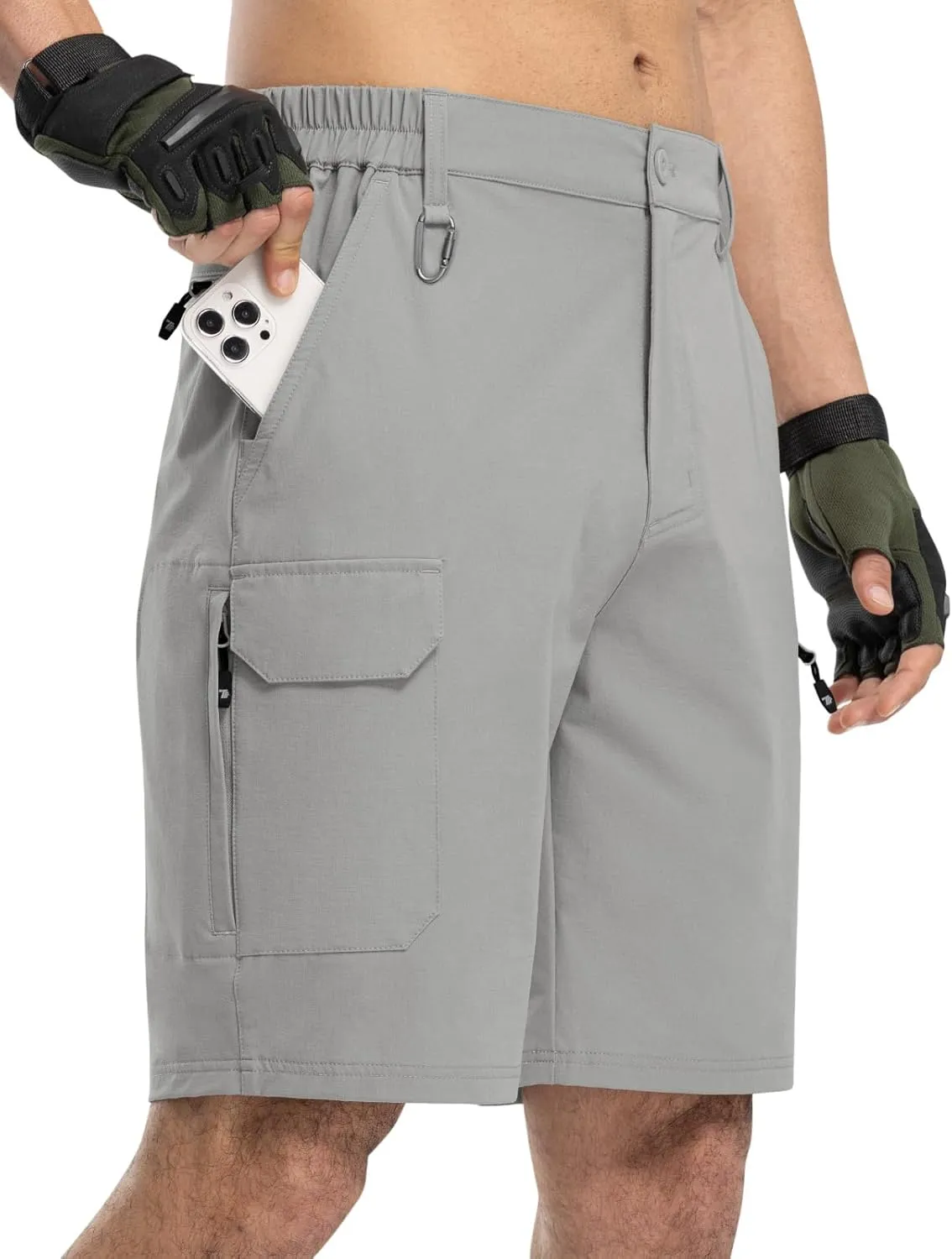 TBMPOY Men's Hiking Shorts Quick Dry 6 Cargo Pockets Water Resistants Stretch Shorts with Pockets
