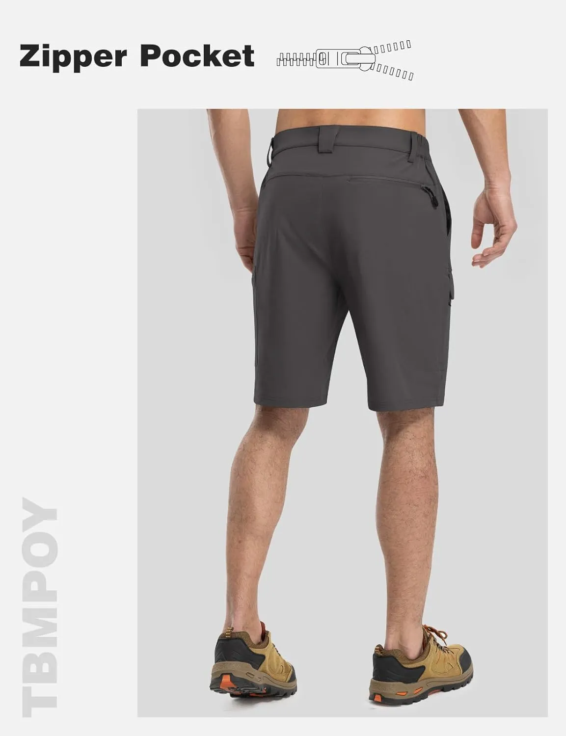 TBMPOY Men's Hiking Shorts Quick Dry 6 Cargo Pockets Water Resistants Stretch Shorts with Pockets