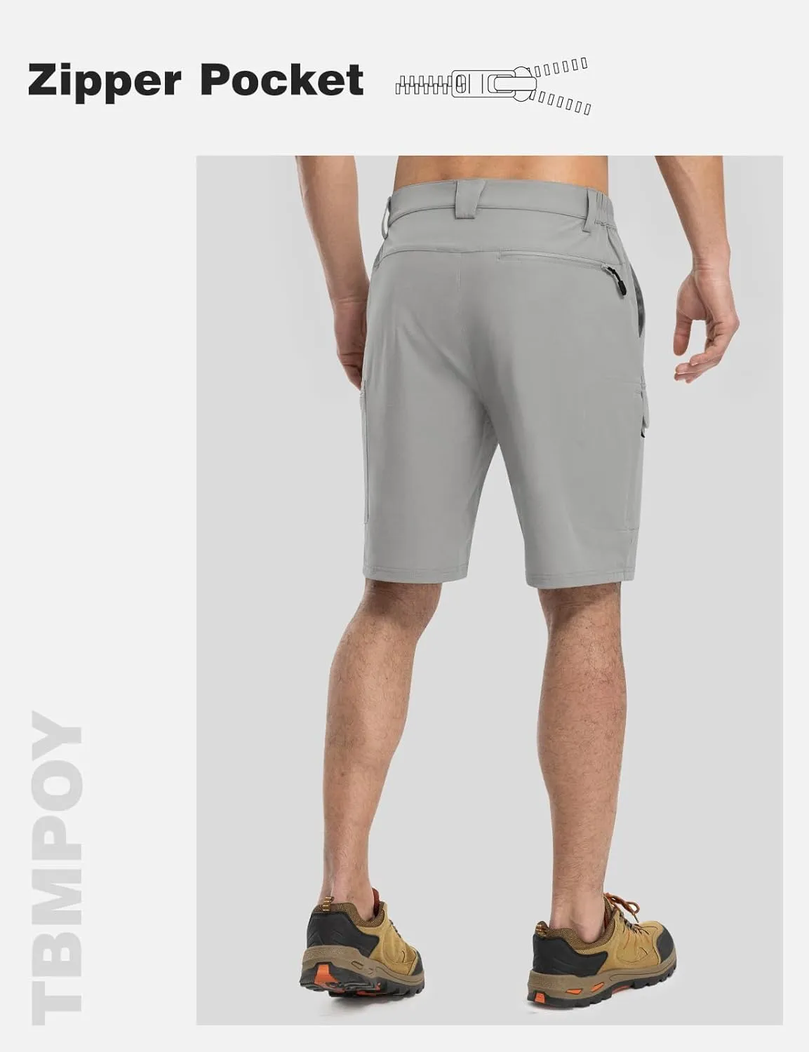 TBMPOY Men's Hiking Shorts Quick Dry 6 Cargo Pockets Water Resistants Stretch Shorts with Pockets