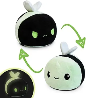 TeeTurtle - The Original Reversible Bee Plushie - Glow in the Dark - Cute Sensory Fidget Stuffed Animals That Show Your Mood - Perfect for Halloween! Small