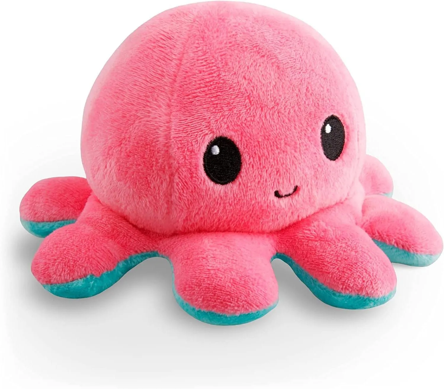 TeeTurtle - The Original Reversible Octopus Plushie - Pink   Aqua - Cute Sensory Fidget Stuffed Animals That Show Your Mood, 4 inch