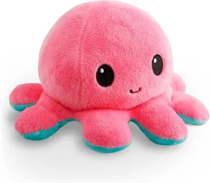 TeeTurtle - The Original Reversible Octopus Plushie - Pink   Aqua - Cute Sensory Fidget Stuffed Animals That Show Your Mood, 4 inch