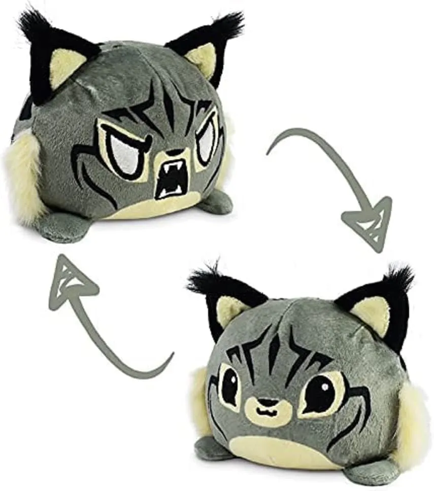 TeeTurtle - The Original Reversible Wild Cat Plushie - Lynx - Cute Sensory Fidget Stuffed Animals That Show Your Mood