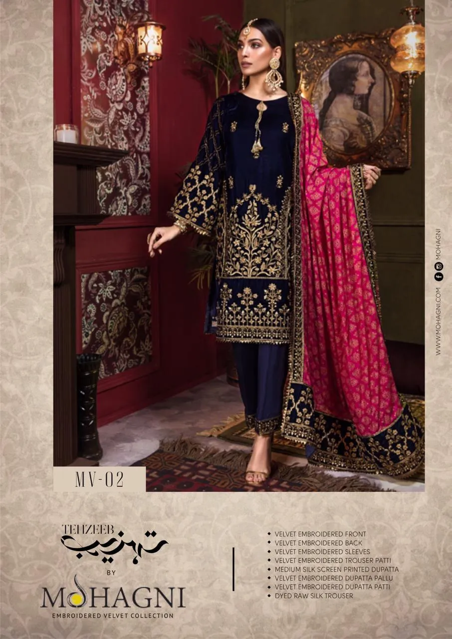 Tehzeeb by Mohagni/Embroideried Velvet Wedding Collection/MV 02