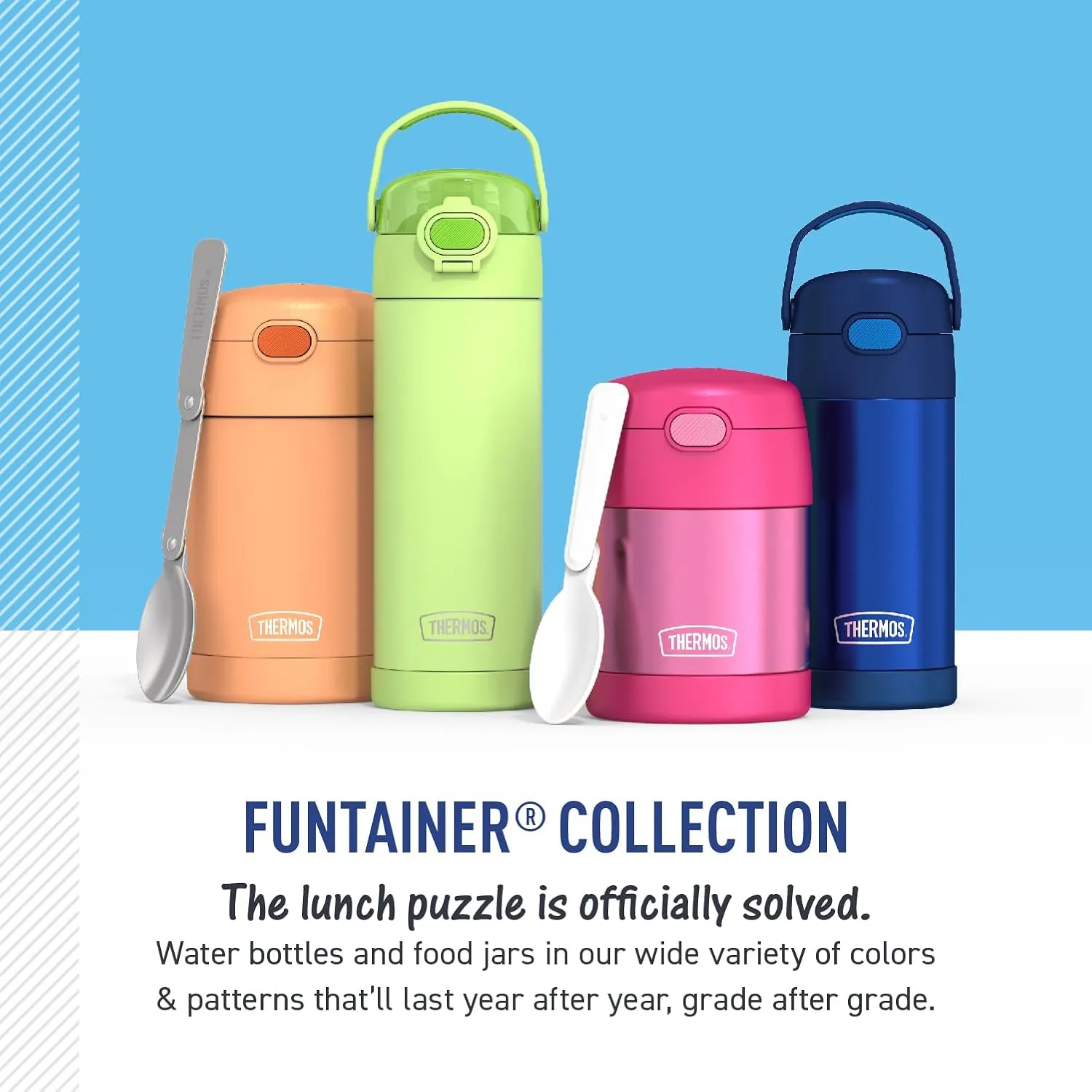 THERMOS FUNTAINER Water Bottle with Straw - 12 Ounce - Kids Stainless Steel Vacuum Insulated Water Bottle with Lid, Construction