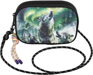 Three Wolves Howling Aurora Crossbody Bag for Women Cell Phone Purses Women's Small Shoulder Handbags Wallet Purse with Strap