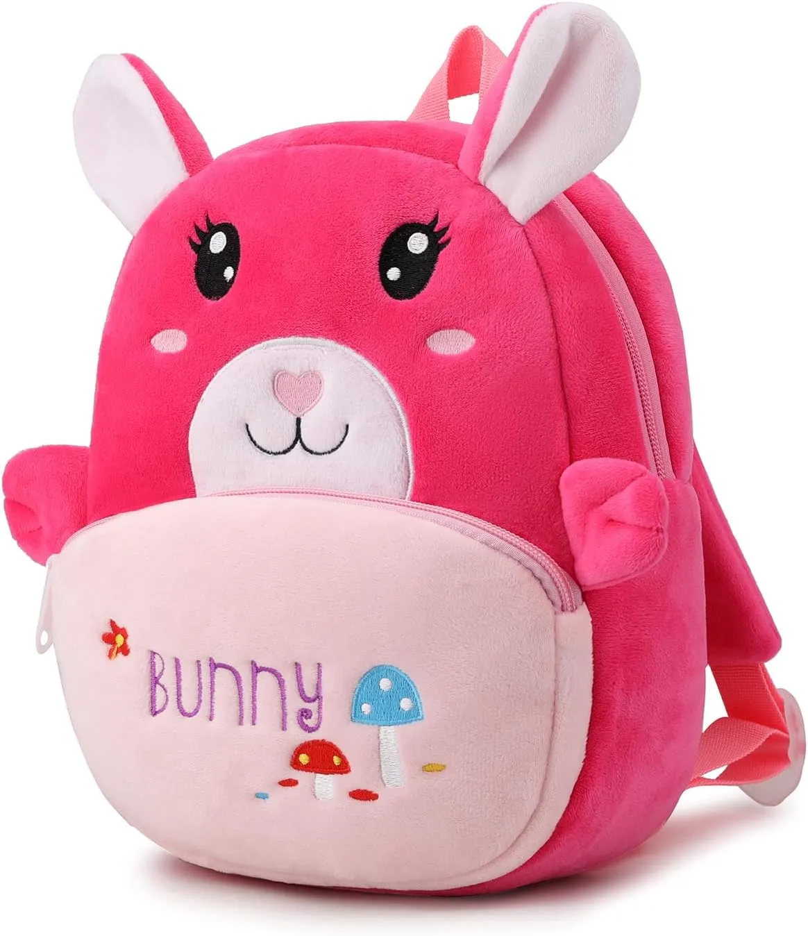 Toddler Backpack for Boys and Girls, Cute Soft Plush Animal Cartoon Mini Backpack Little For Kids 2-6 Years (Fuchsia Bunny)