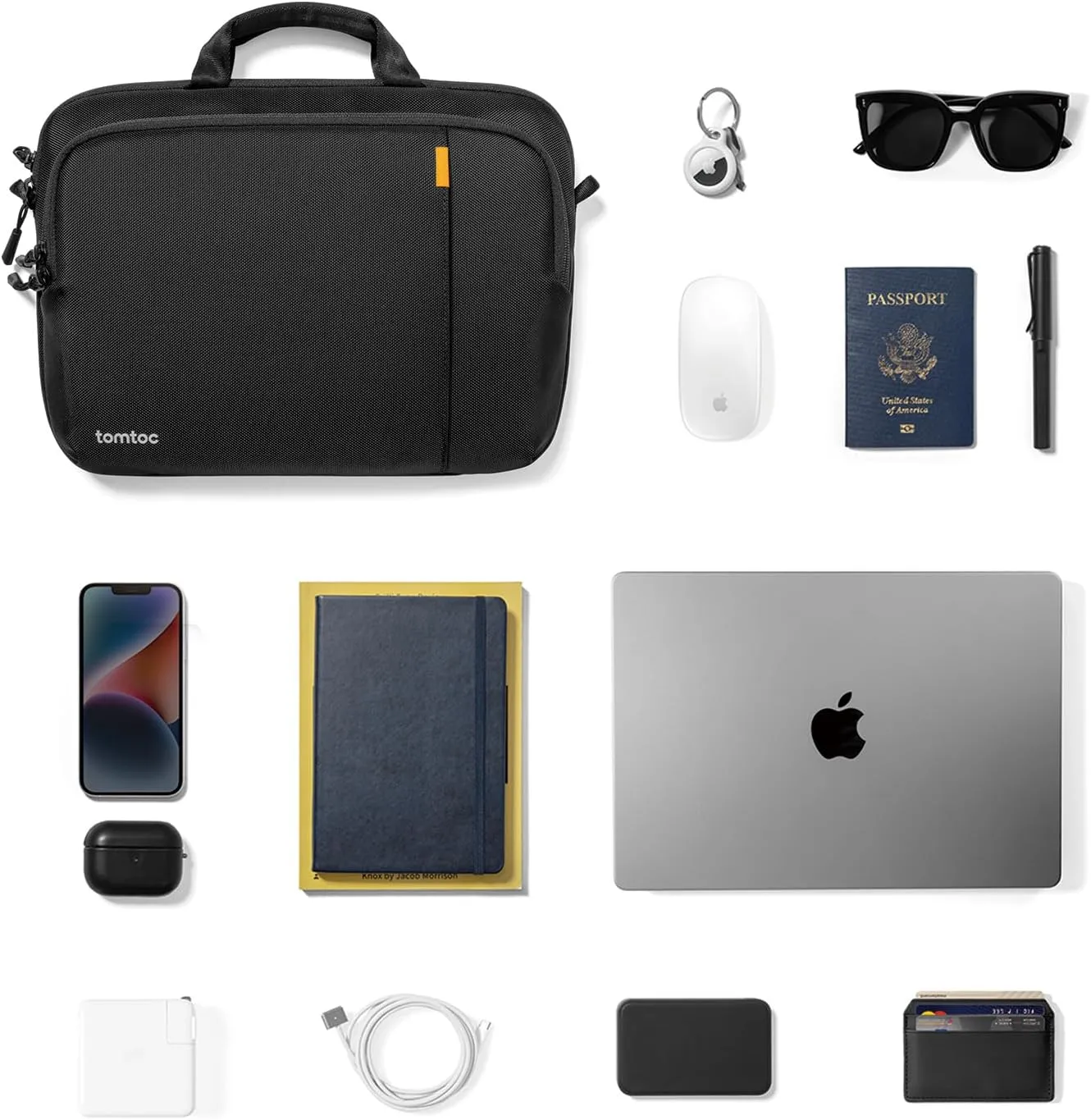 tomtoc 360 Protective Laptop Carry Case for 14-inch MacBook Pro M4/M3/M2/M1 Pro/Max A3112 A3401 A3185 A2992 A2918, Water-resistant Laptop Shoulder Bag for 13-inch MacBook/iPad Pro M4/iPad Air M3 M2