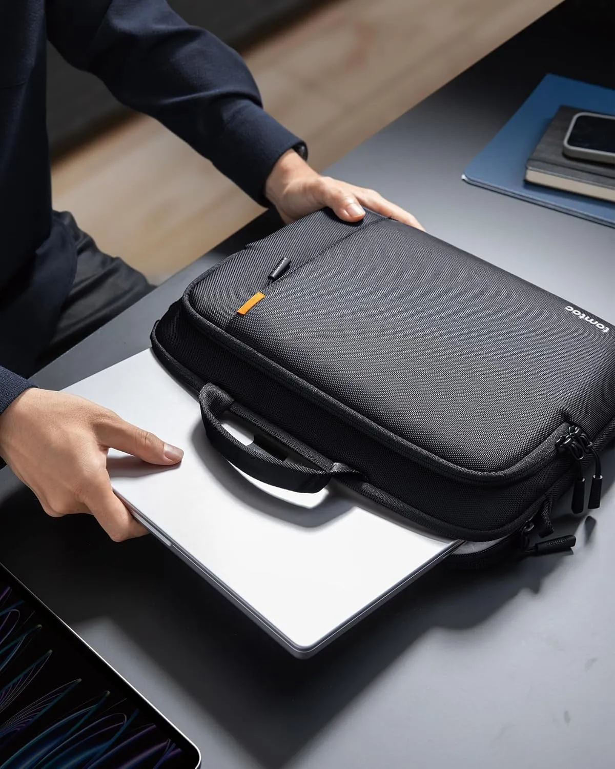 tomtoc 360 Protective Slim Laptop Case with Shoulder Strap for 15.6 Inch Acer Dell HP ASUS Lenovo Samsung Laptop Notebook Chromebook, Water-Repellent Laptop Accessory Carrying Bag for Daily Business
