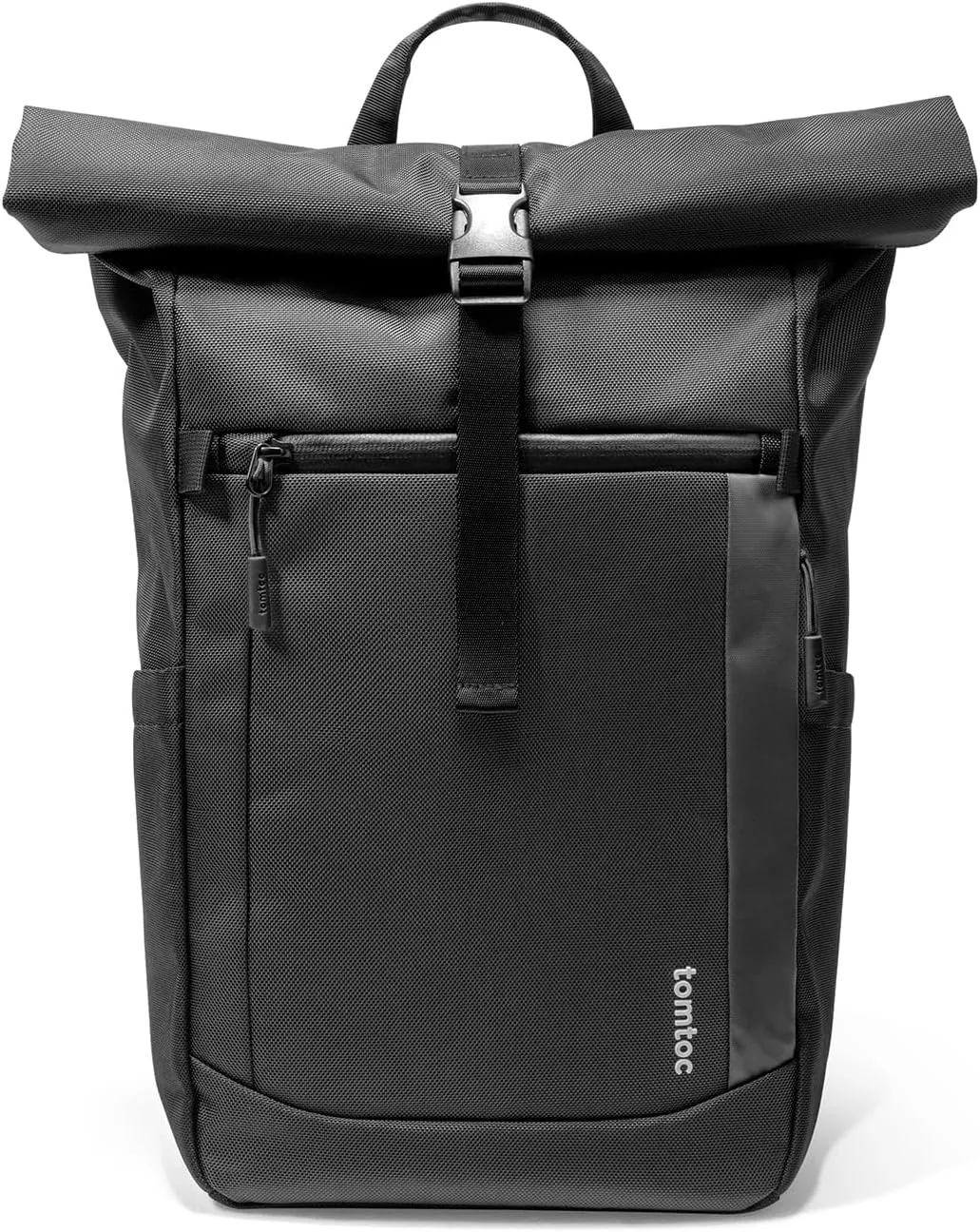 tomtoc Rolltop Laptop Backpack, Water-Resistant Travel Backpack Commute Expandable Casual Daypack for 13-17.3 inch Laptop, Rucksack for Work College Trip, Capacity Adjustable 25-30L, Black