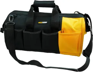 Tool Bag With Shoulder Strap Open Top Wide Mouth Storage Tradesman Tool Organizer Bag (16 inch, Yellow)
