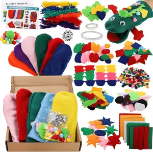 TOPZEA 12 Pack Hand Puppet Making Kit, Kids Craft and Art Supplies Felt Sock Puppet Creative DIY Make Your Own Puppets Kits with Pompoms and Wiggle Googly Eyes Storytelling Role Play Party Supplies