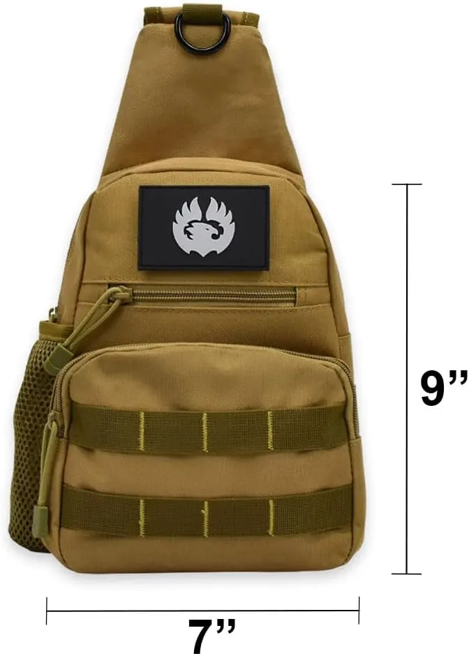 TORCH Crossbody Chest Bag Outdoor Sport Tactical MOLLE Backpack Shoulder Sling Travel Pack for Every Day Carry V2 (Desert)