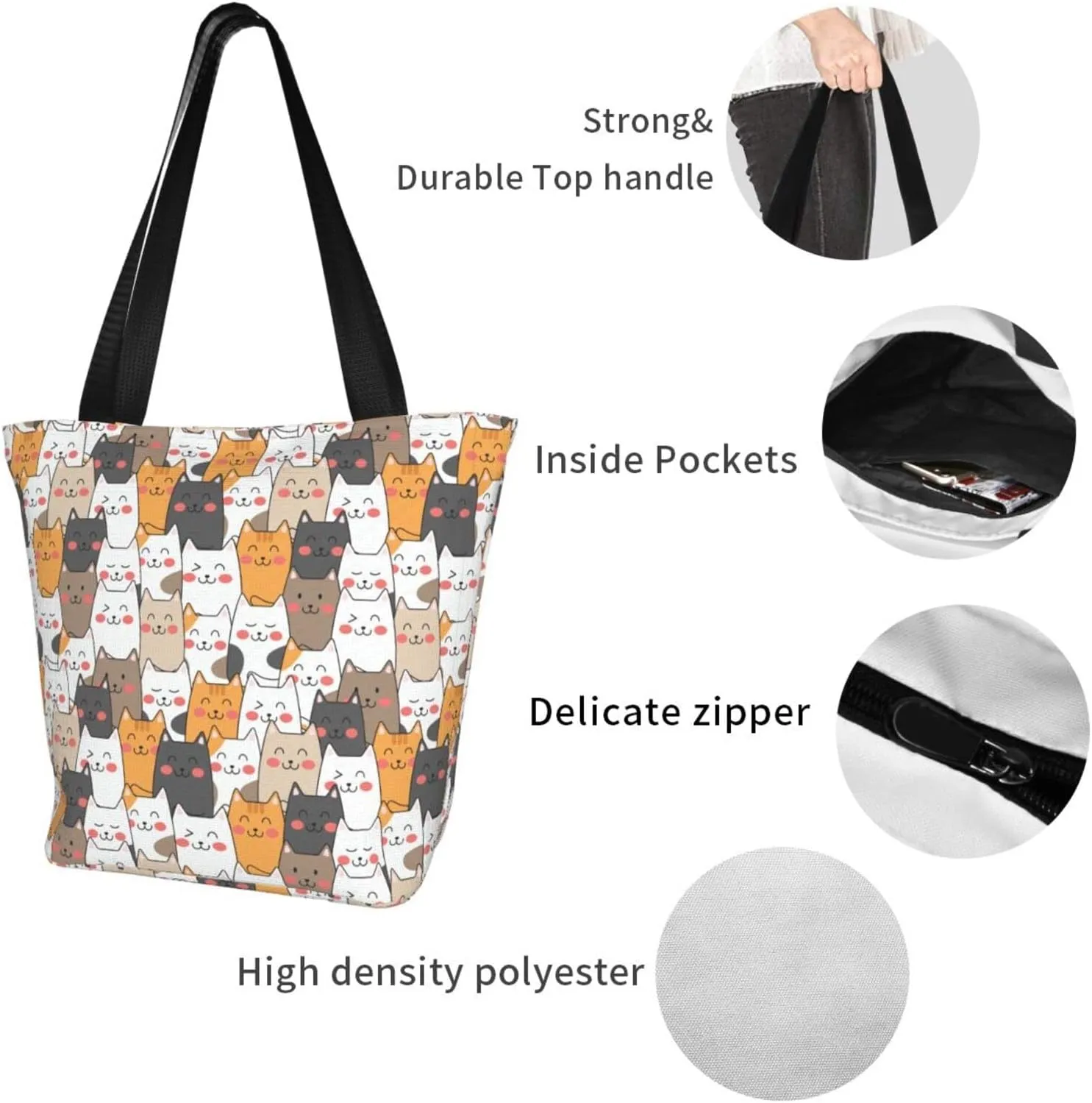 Tote Bag For Women Shoulder Bags Casual Shopping Cloth Reusable Handbags Heavy Duty For Beach Groceries Books Gym Work Travel