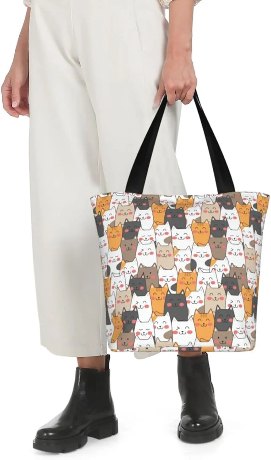 Tote Bag For Women Shoulder Bags Casual Shopping Cloth Reusable Handbags Heavy Duty For Beach Groceries Books Gym Work Travel